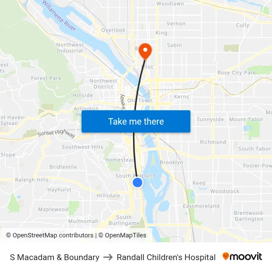 S Macadam & Boundary to Randall Children's Hospital map