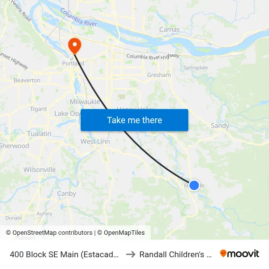 400 Block SE Main (Estacada City Hall) to Randall Children's Hospital map