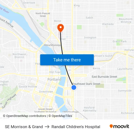 SE Morrison & Grand to Randall Children's Hospital map