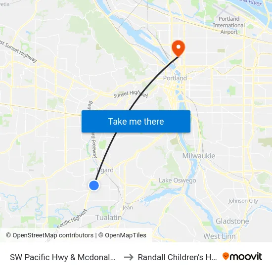 SW Pacific Hwy & Mcdonald/Gaarde to Randall Children's Hospital map