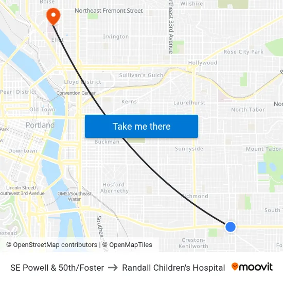 SE Powell & 50th/Foster to Randall Children's Hospital map