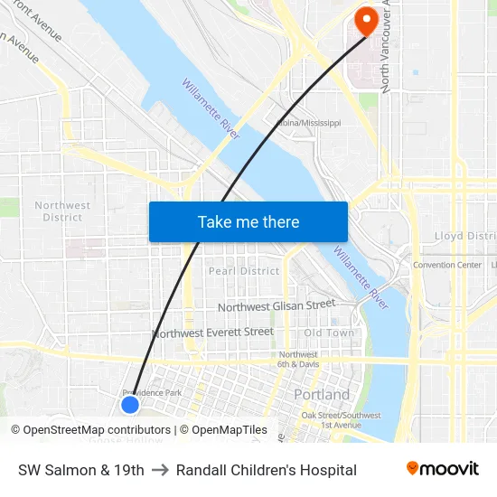 SW Salmon & 19th to Randall Children's Hospital map