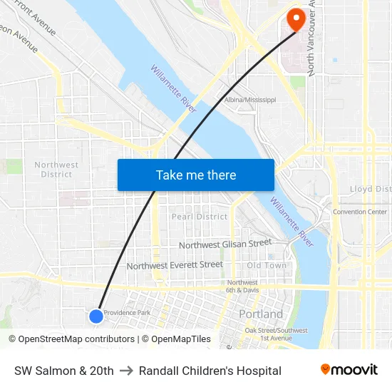 SW Salmon & 20th to Randall Children's Hospital map