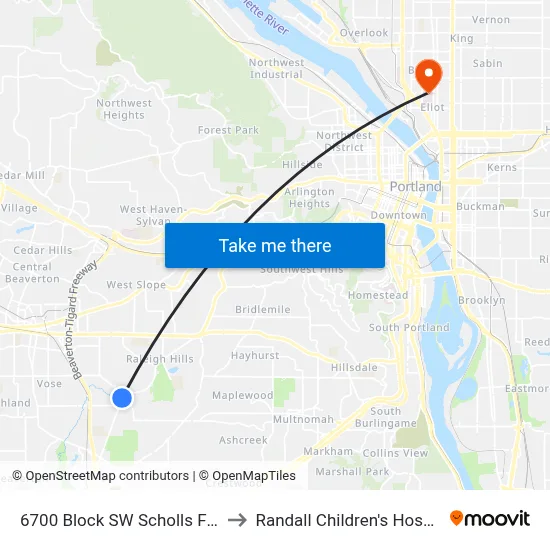 6700 Block SW Scholls Ferry to Randall Children's Hospital map
