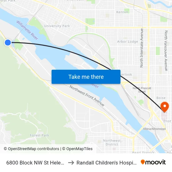 6800 Block NW St Helens to Randall Children's Hospital map
