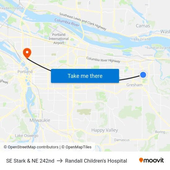 SE Stark & NE 242nd to Randall Children's Hospital map