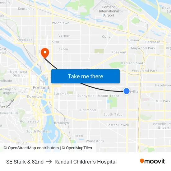 SE Stark & 82nd to Randall Children's Hospital map
