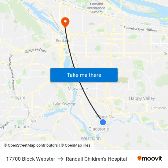 17700 Block Webster to Randall Children's Hospital map