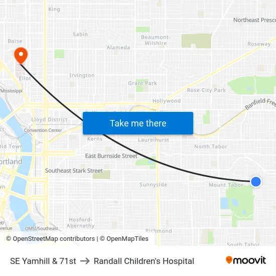 SE Yamhill & 71st to Randall Children's Hospital map