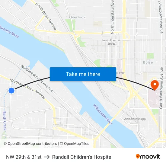 NW 29th & 31st to Randall Children's Hospital map