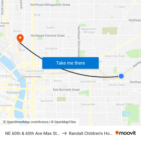 NE 60th & 60th Ave Max Stn/I-84 to Randall Children's Hospital map