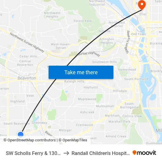 SW Scholls Ferry & 130th to Randall Children's Hospital map
