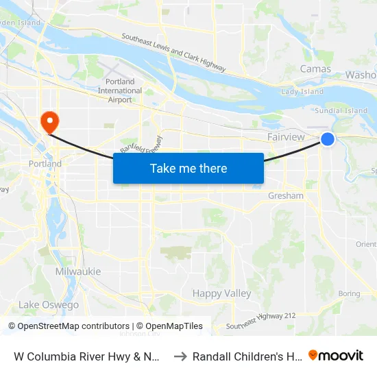 W Columbia River Hwy & NW Graham to Randall Children's Hospital map