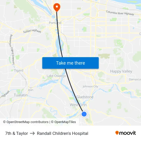 7th & Taylor to Randall Children's Hospital map