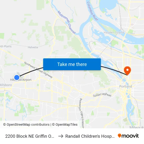 2200 Block NE Griffin Oaks to Randall Children's Hospital map