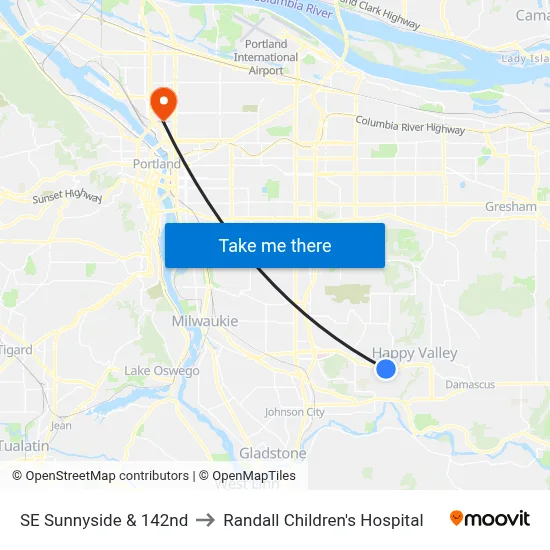 SE Sunnyside & 142nd to Randall Children's Hospital map