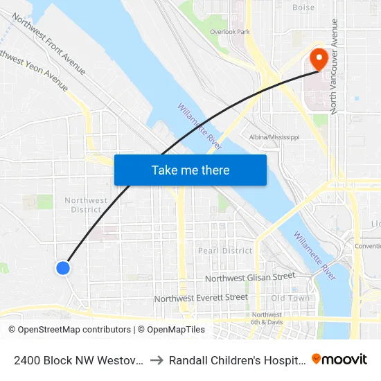 2400 Block NW Westover to Randall Children's Hospital map