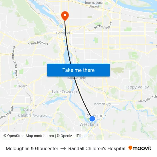 Mcloughlin & Gloucester to Randall Children's Hospital map