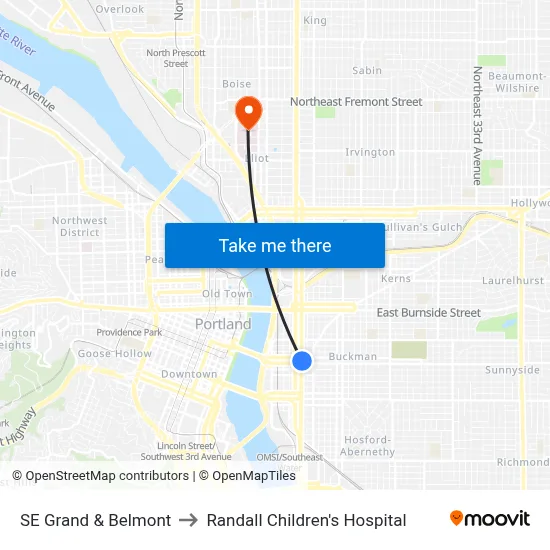 SE Grand & Belmont to Randall Children's Hospital map