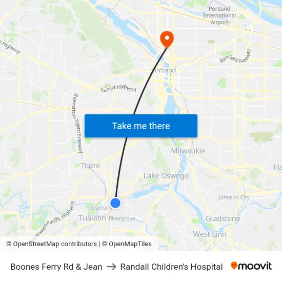 Boones Ferry Rd & Jean to Randall Children's Hospital map