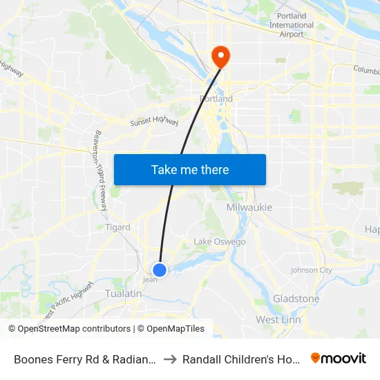 Boones Ferry Rd & Radiance Ln to Randall Children's Hospital map