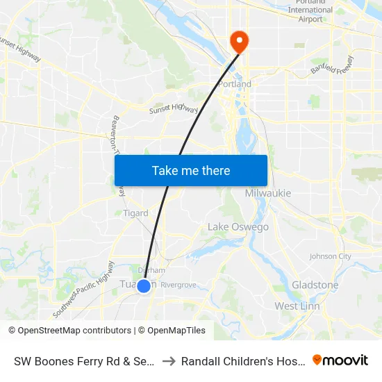 SW Boones Ferry Rd & Seneca to Randall Children's Hospital map