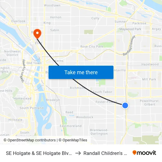 SE Holgate & SE Holgate Blvd Max Stn to Randall Children's Hospital map