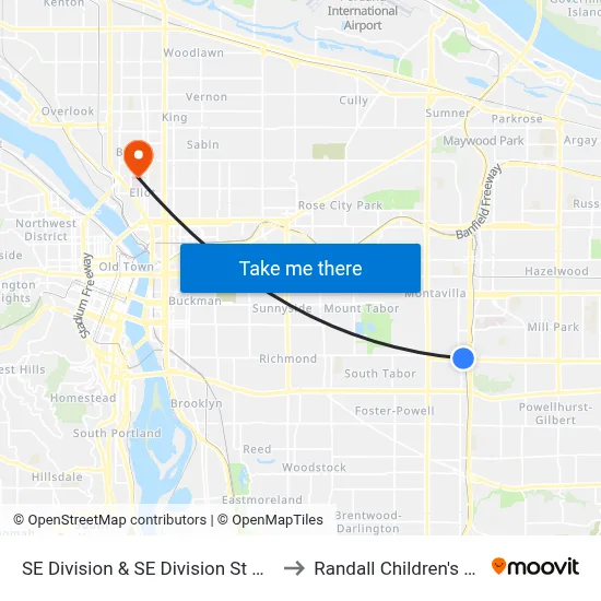 SE Division & SE Division St Max Station to Randall Children's Hospital map