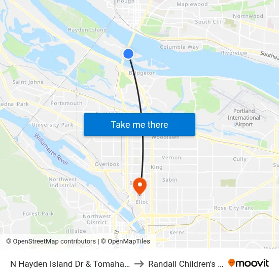 N Hayden Island Dr & Tomahawk Island Dr to Randall Children's Hospital map