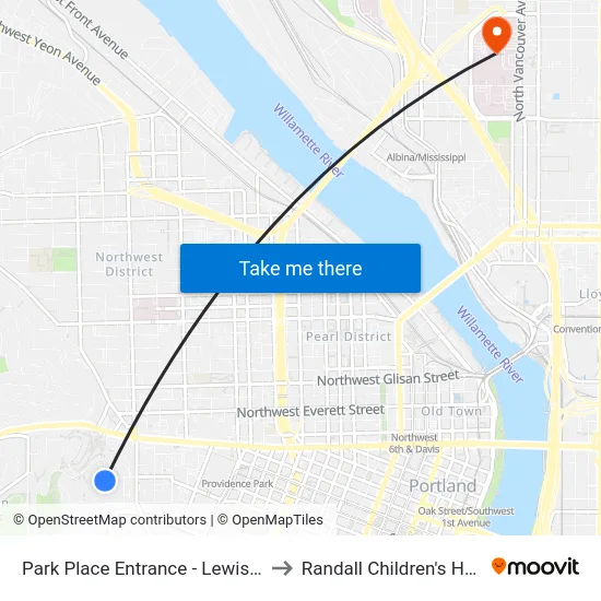 Park Place Entrance - Lewis & Clark to Randall Children's Hospital map