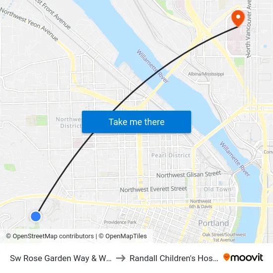 Sw Rose Garden Way & Wright to Randall Children's Hospital map