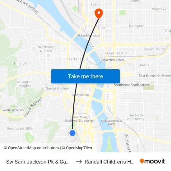 Sw Sam Jackson Pk & Campus Dr to Randall Children's Hospital map