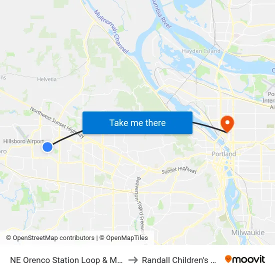 NE Orenco Station Loop & Max Station to Randall Children's Hospital map