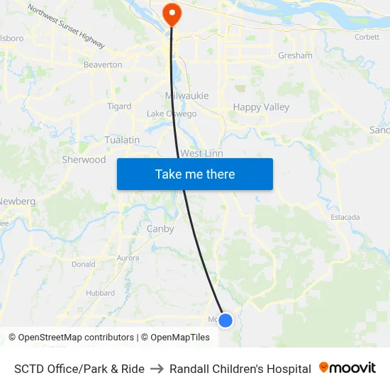 SCTD Office/Park & Ride to Randall Children's Hospital map