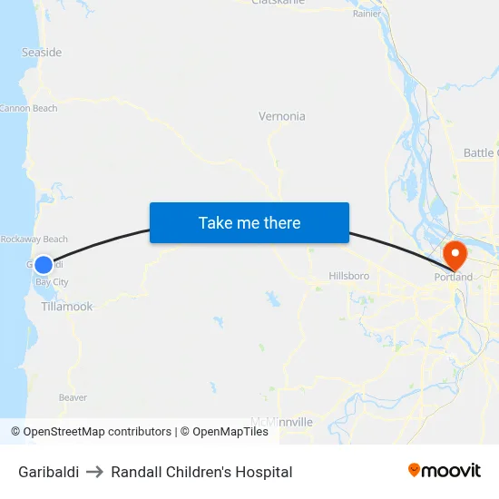 Garibaldi to Randall Children's Hospital map