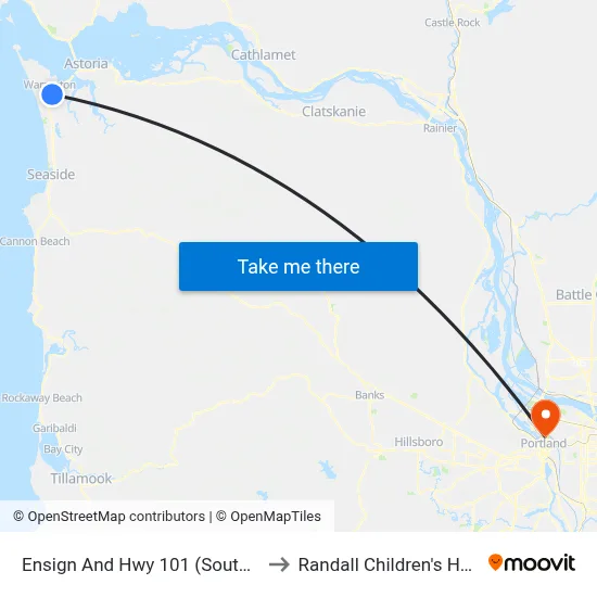 Ensign And Hwy 101 (Southbound) to Randall Children's Hospital map