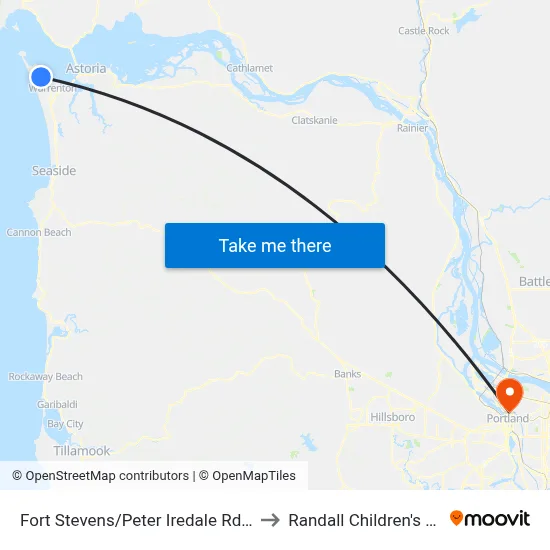 Fort Stevens/Peter Iredale Rd Warrenton to Randall Children's Hospital map
