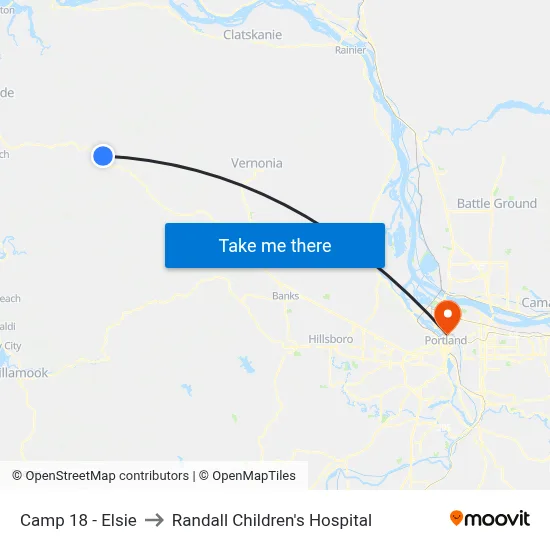 Camp 18 - Elsie to Randall Children's Hospital map