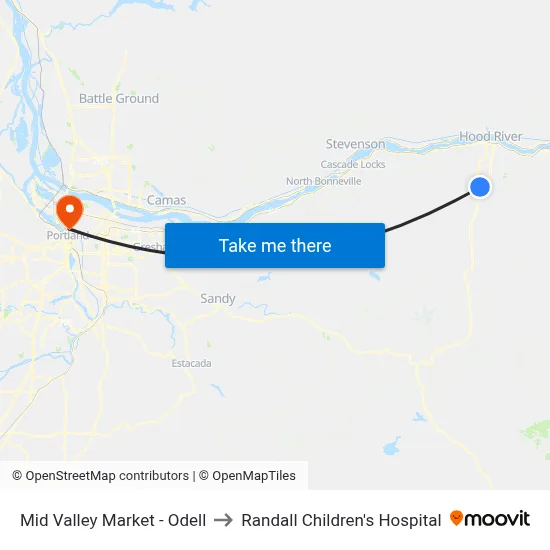 Mid Valley Market - Odell to Randall Children's Hospital map