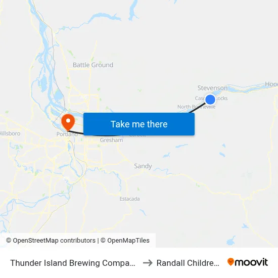 Thunder Island Brewing Company (Cascade Locks) to Randall Children's Hospital map