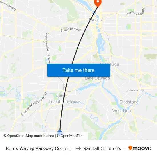 Burns Way @ Parkway Center - Eastbound to Randall Children's Hospital map