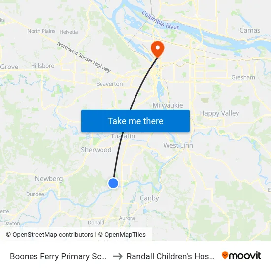 Boones Ferry Primary School to Randall Children's Hospital map