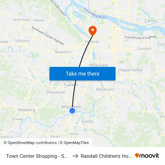 Town Center Shopping - Safeway to Randall Children's Hospital map
