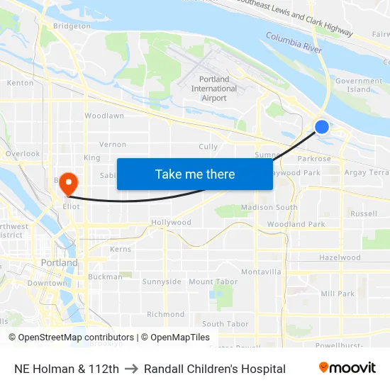 NE Holman & 112th to Randall Children's Hospital map