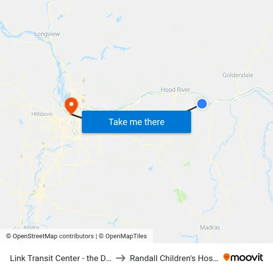 Link Transit Center - the Dalles to Randall Children's Hospital map