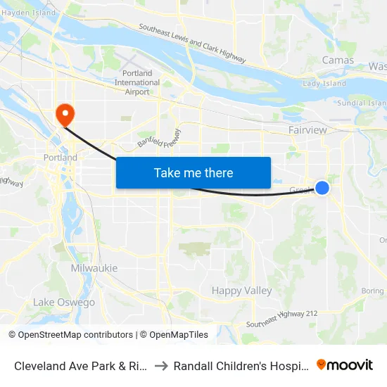 Cleveland Ave Park & Ride to Randall Children's Hospital map