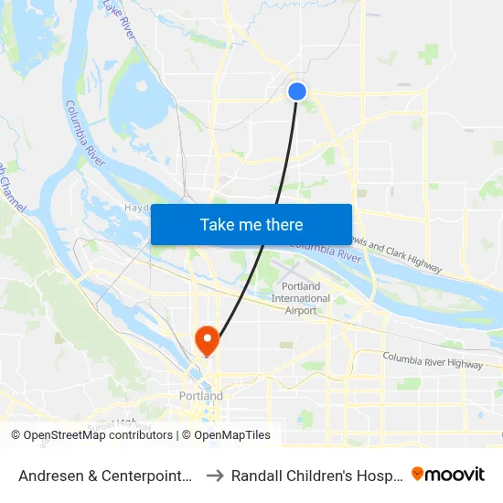 Andresen & Centerpointe Dr to Randall Children's Hospital map