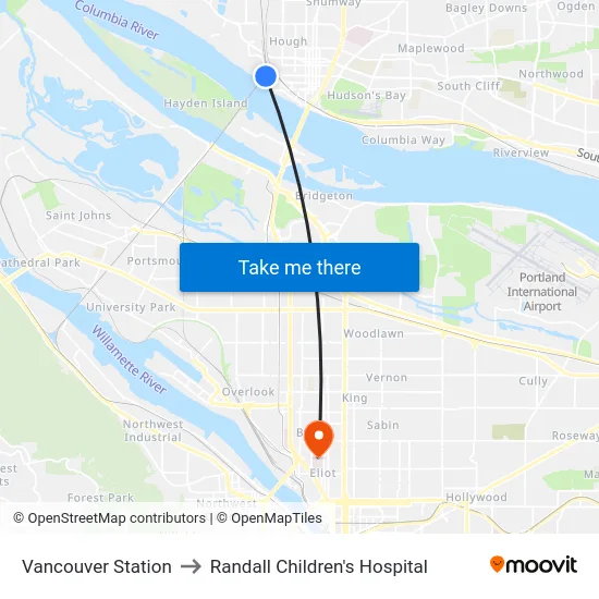 Vancouver Station to Randall Children's Hospital map