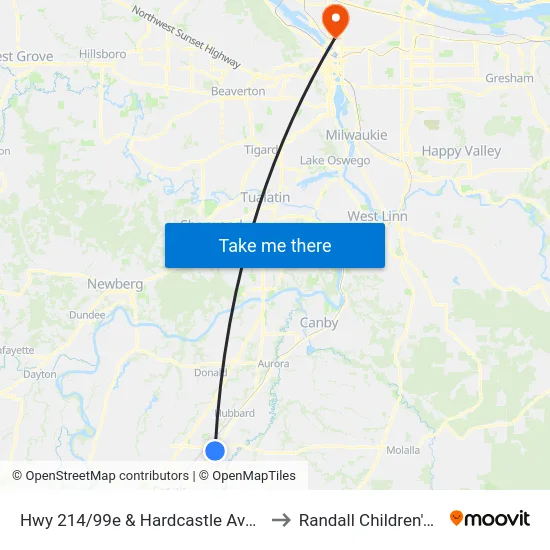 Hwy 214/99e & Hardcastle Ave (Northbound) to Randall Children's Hospital map