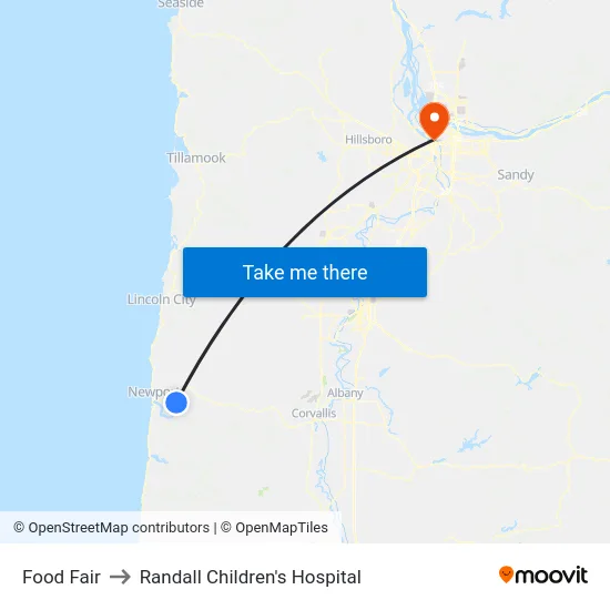 Food Fair to Randall Children's Hospital map